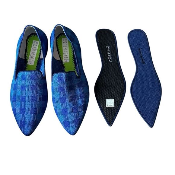 Rothy’s Limited Edition Lazuli Gingham Pointed Loafer Flat Slip-On - Picture 3 of 9
